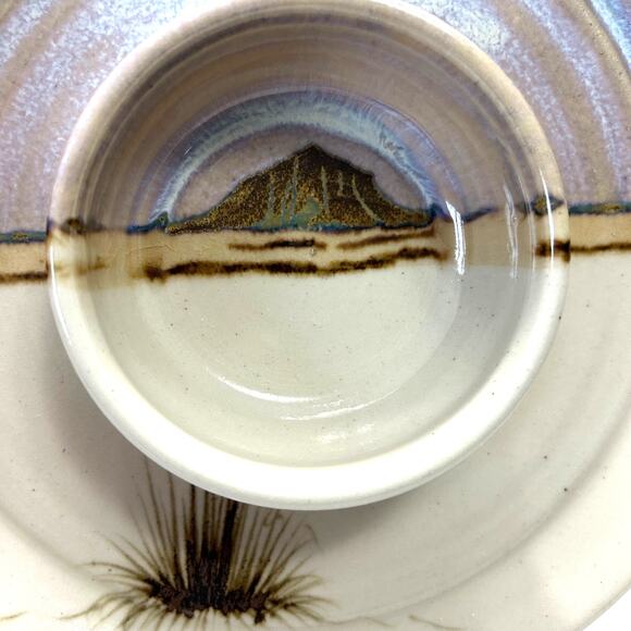 Vintage O'Clay Serving Platter Chip Dip Pottery Plate Signed - Picture 2 of 6